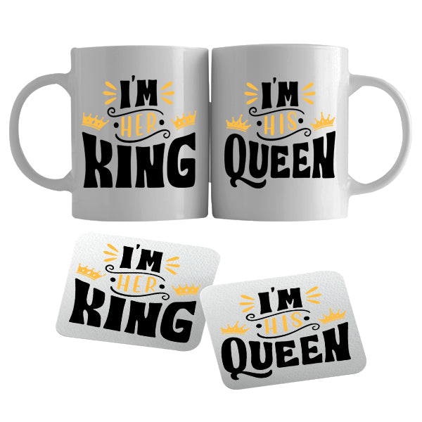 Mug & Coaster set - King & Queen