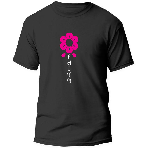 T-Shirt - Faith with Pink Flower