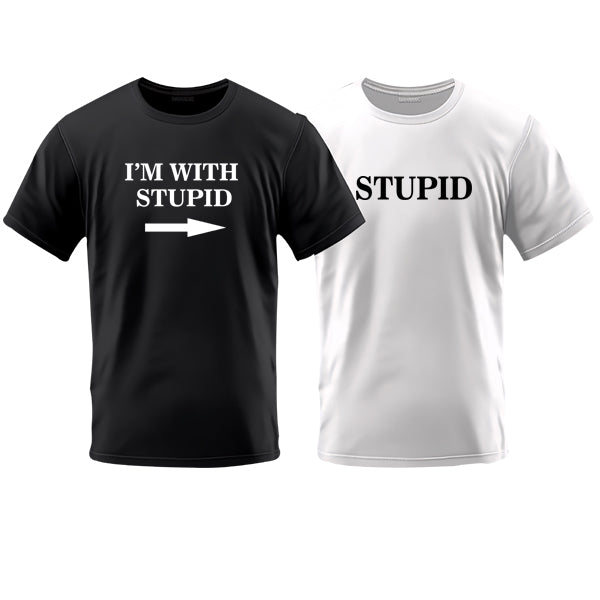 Couples T-Shirt - I'm with Stupid