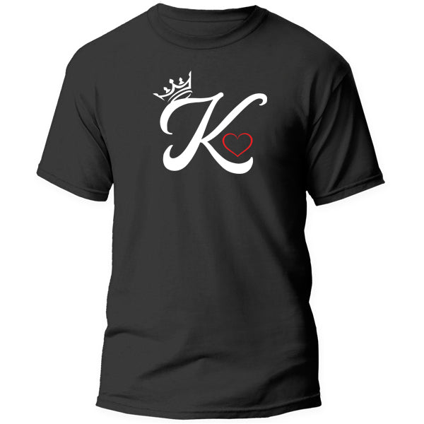 T-Shirt - K with crown & Red heart