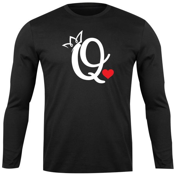 Long Sleeve Top - Q with red heart & crown