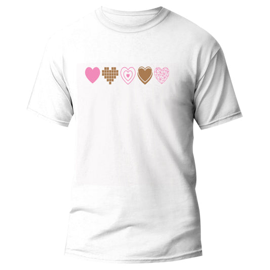 T-Shirt - Pink & Gold hearts