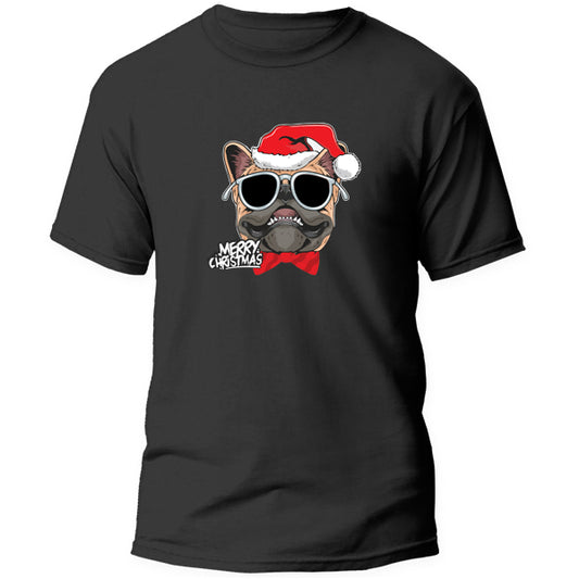 T-Shirt - Merry Christmas Pug with Bow Tie