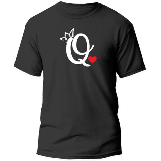 T-Shirt - Q with crown & Red heart